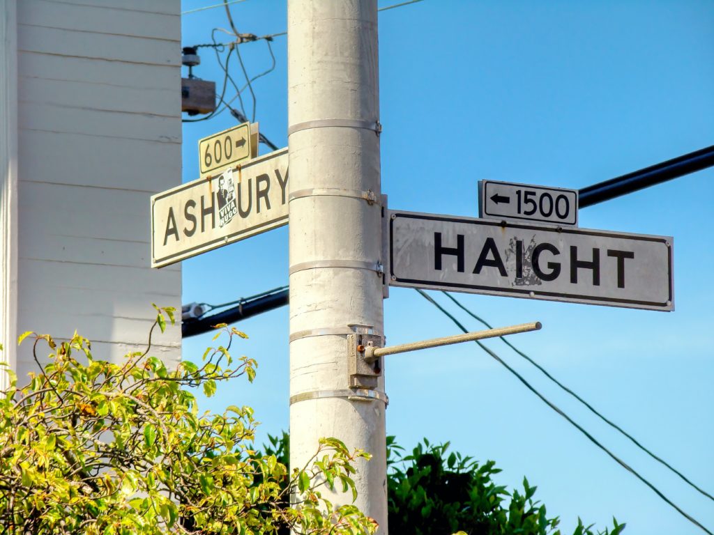 Haight and Ashbury street signs